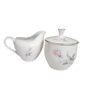 Canterbury Fine China Super Bowl & Creamer Set #5211 Japan Cottage Core Roses